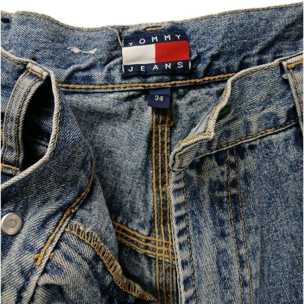 Vintage 90s‎ Tommy Hilfiger Jeans Shorts Men's Size 34 Baggy Cargo Jorts Y2K - Picture 3 of 7
